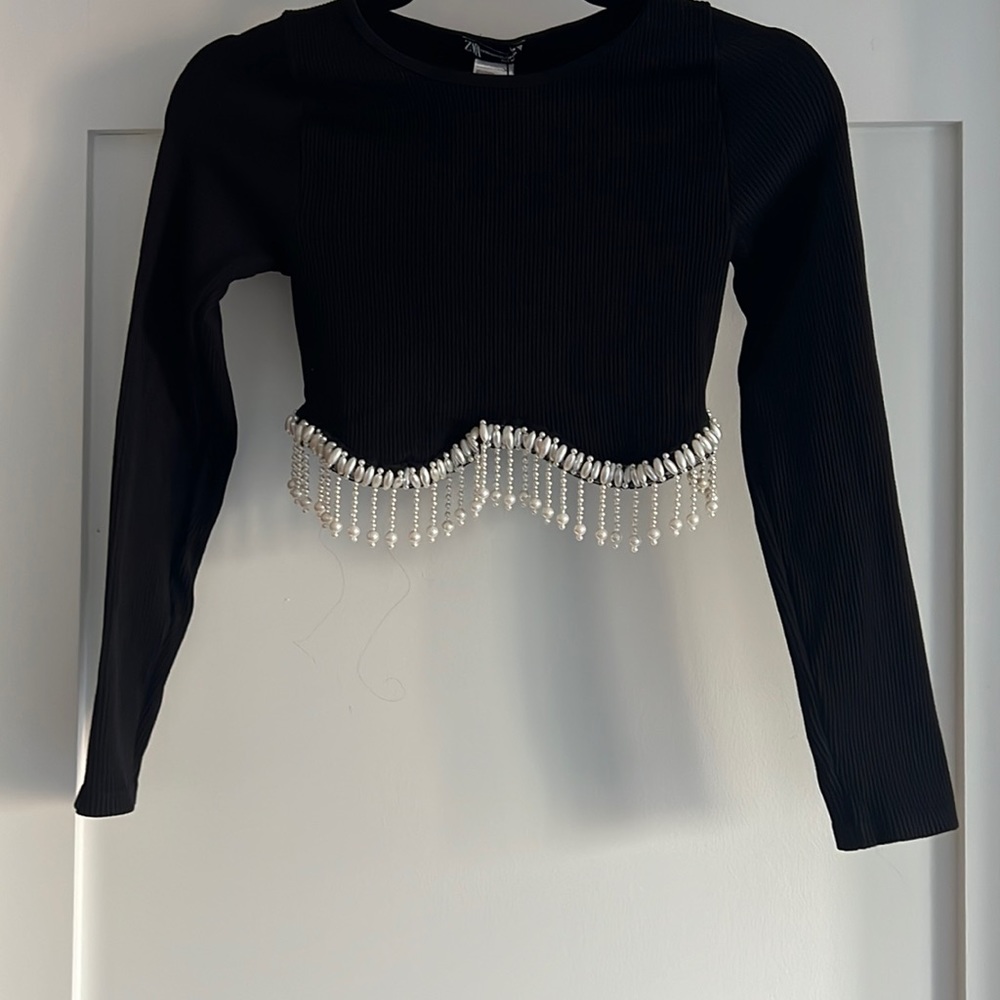 Brand New Zara Rhinestone crop top